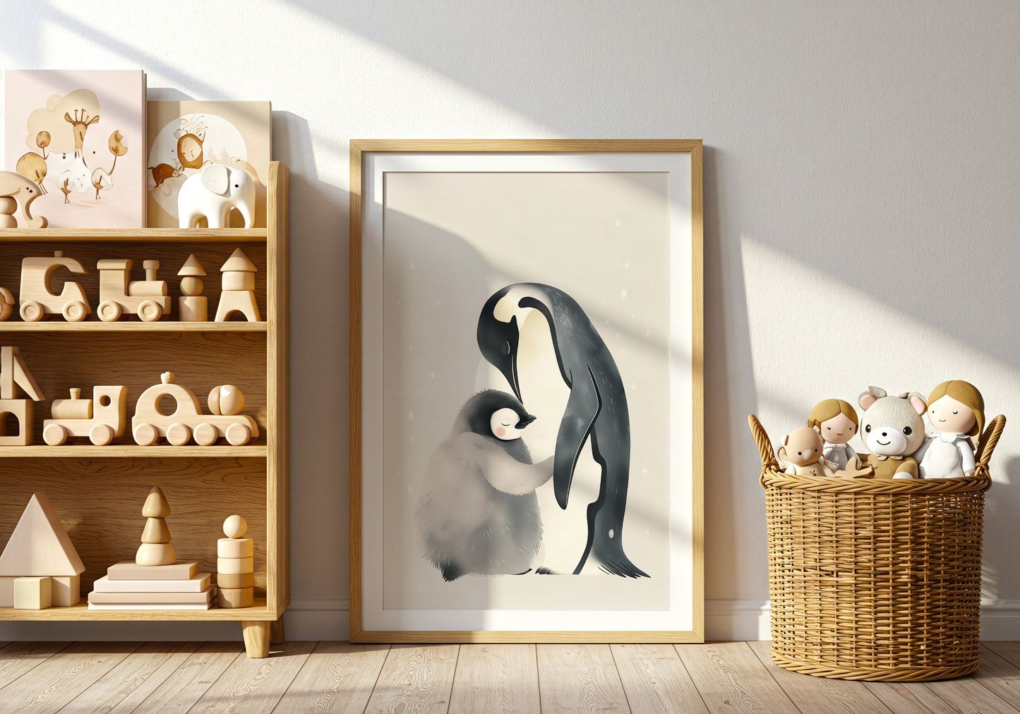 Adorable Penguin Family in Minimalist Art product type