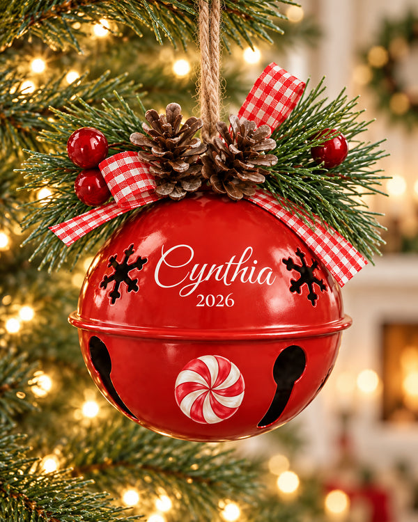 Personalized Peppermint Bell Ornament