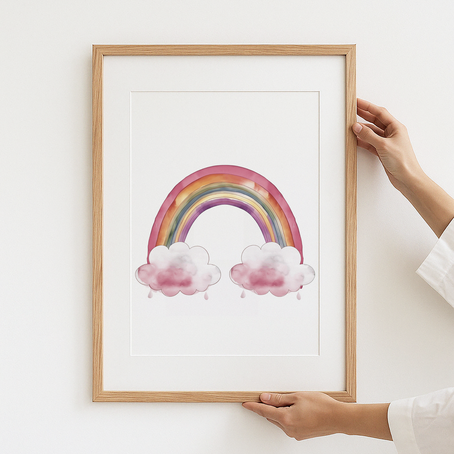 Colorful Rainbow with Clouds Wall Art Print product type