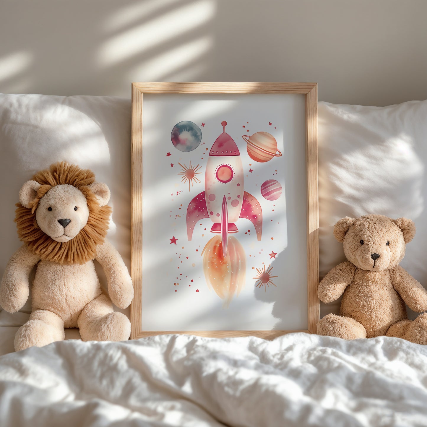 Vibrant Rocket Ship Space Art for Kids Room Decor product type