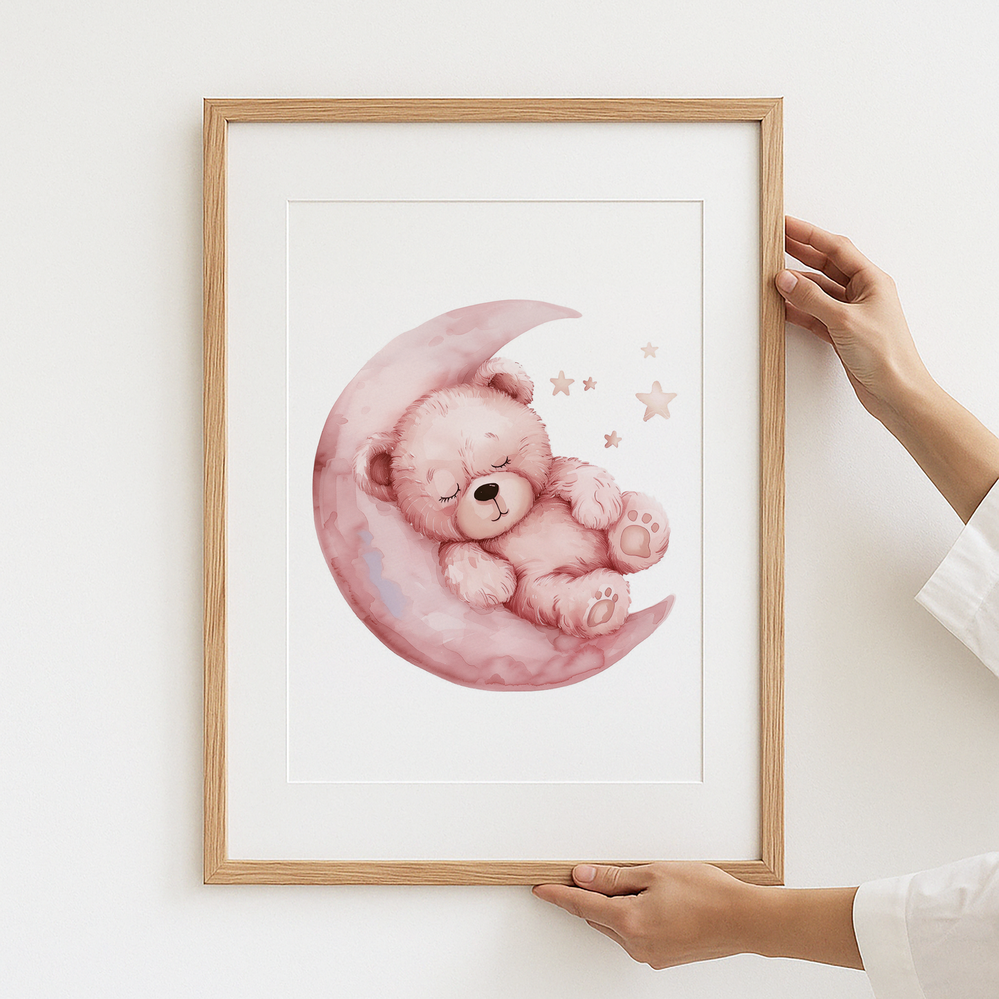 Adorable Teddy Bear on Moon Nursery Wall Art product