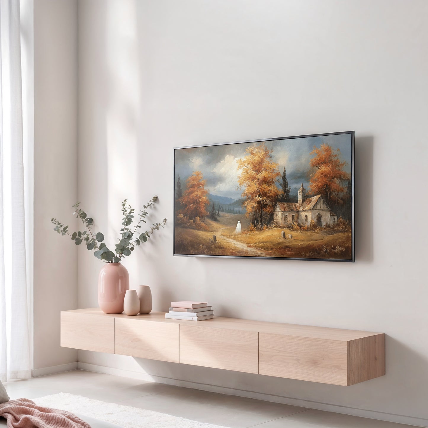 Classic Landscape Art Print, Vintage Countryside Painting, Rustic Wall Decor, Large Canvas Home Decor, Autumn Scenery Interior Design