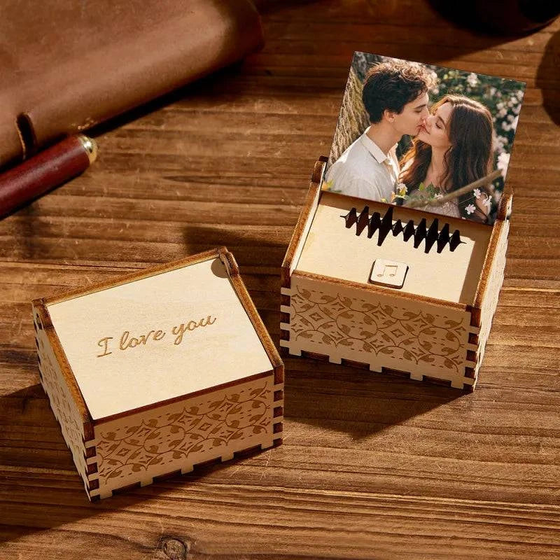 Custom Photo and Text Wooden Music Box