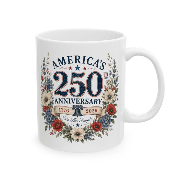 America's 250th Anniversary Floral Wreath Mug