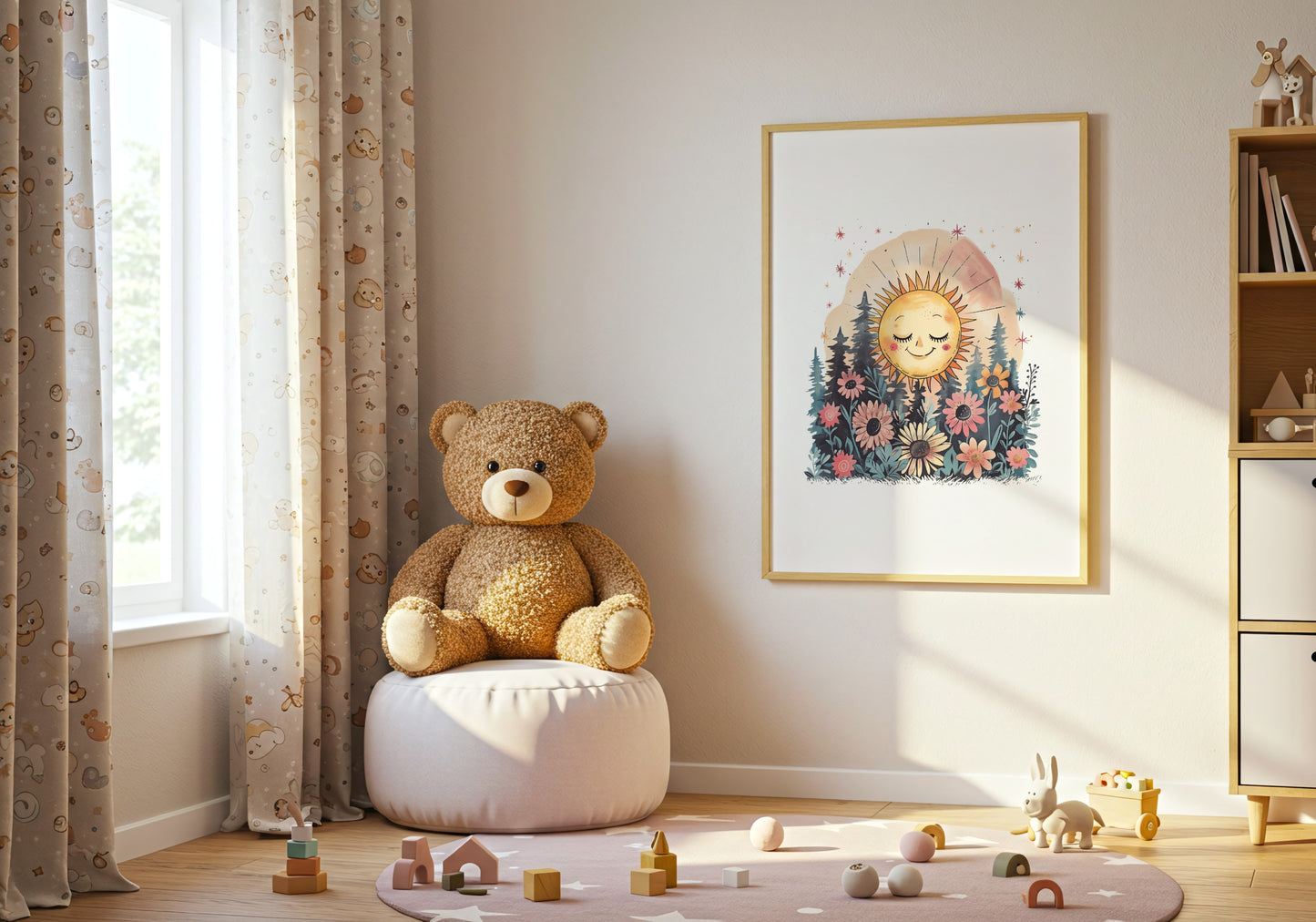 Adorable Sun and Flowers Nursery Wall Art product