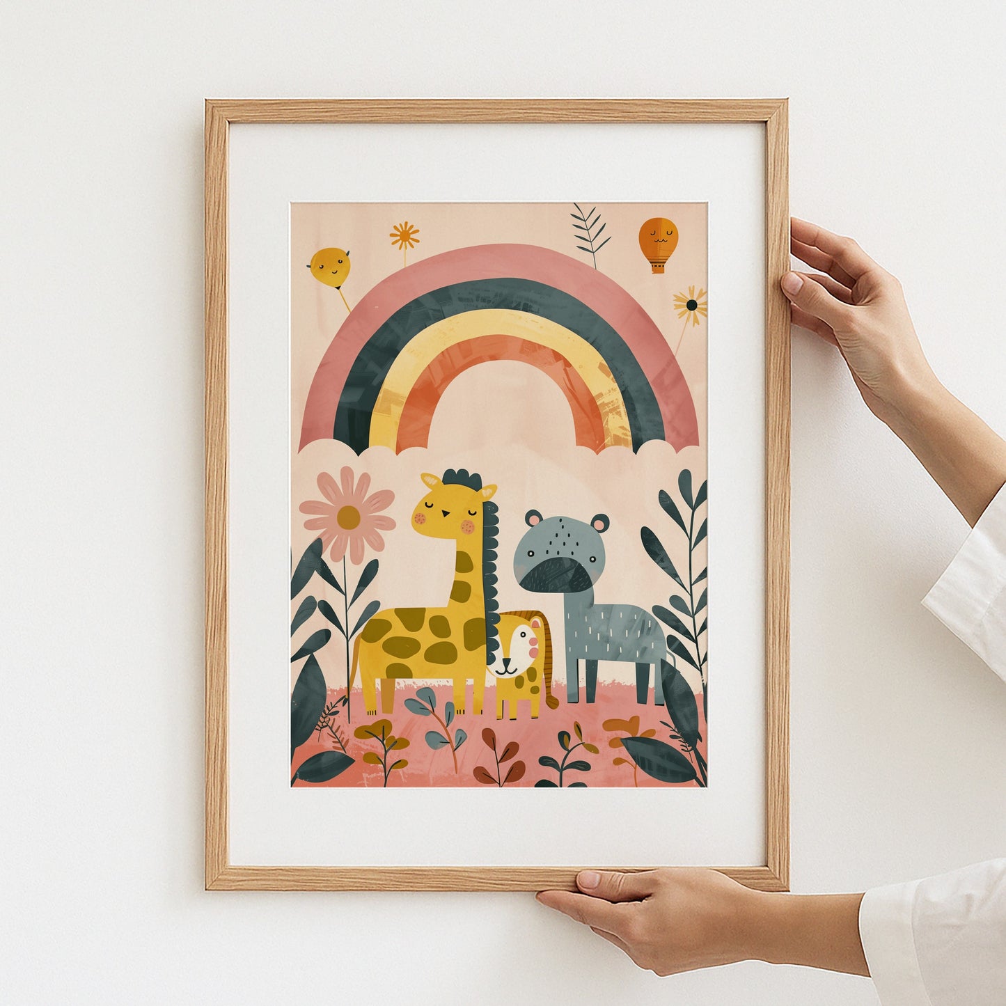 Colorful Safari Animals Rainbow Art Print product