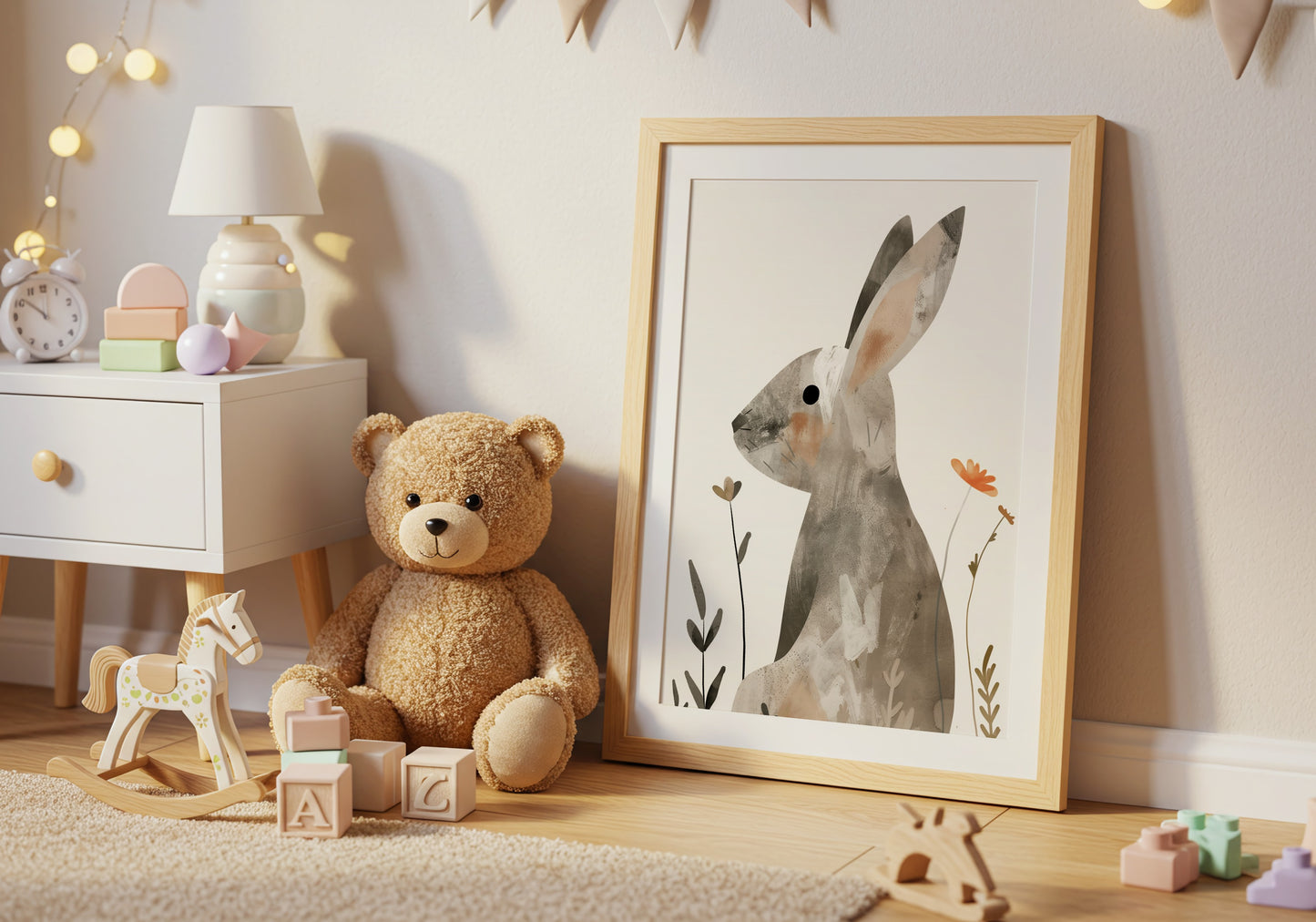 Adorable Bunny Rabbit Artwork Nursery Wall Decor product