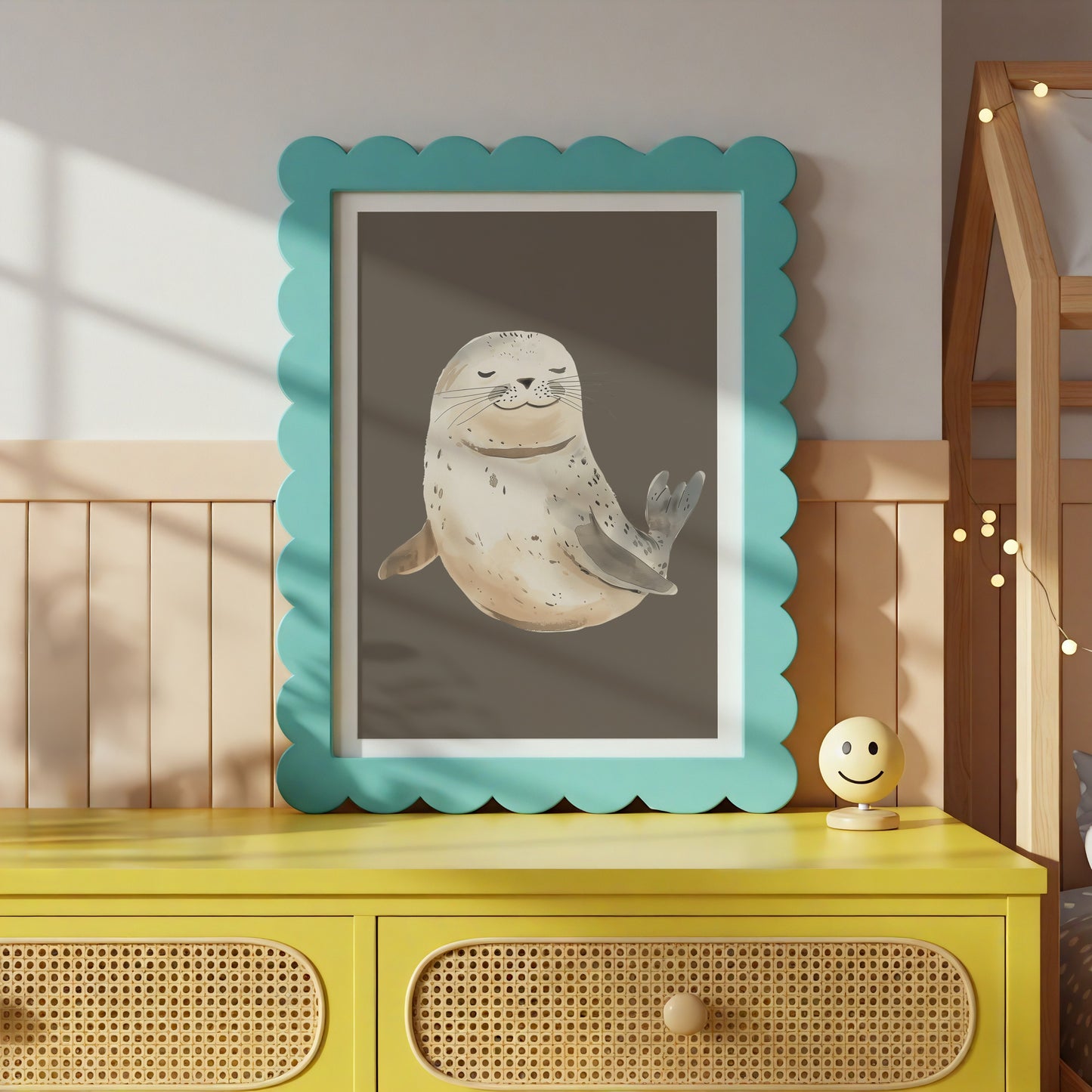 Cute Smiling Seal Artwork in Framed Picture product type