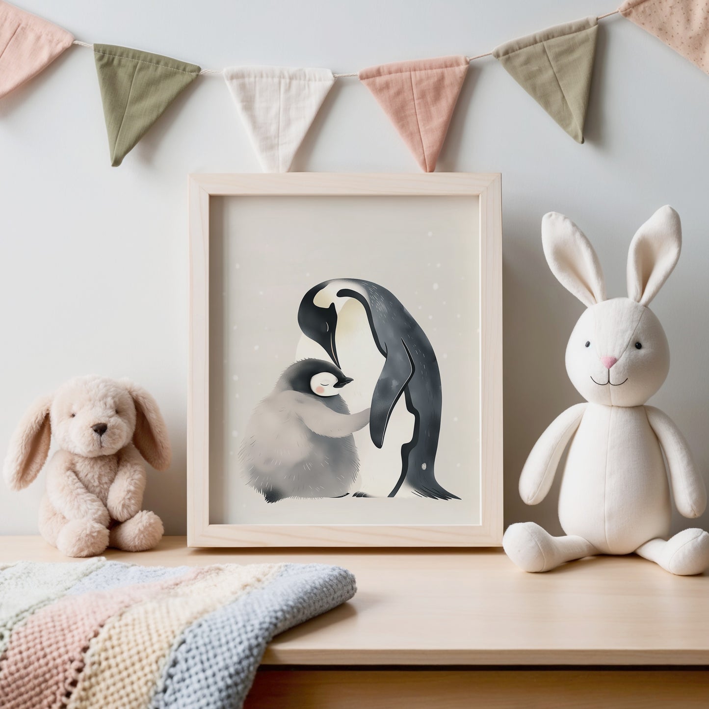 Adorable Penguin Family Print for Nursery Room product type