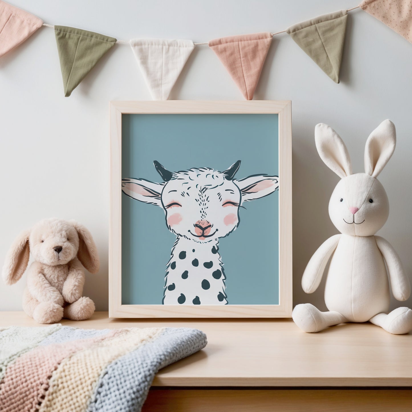 Adorable Smiling Cartoon Goat Framed Art Print product type