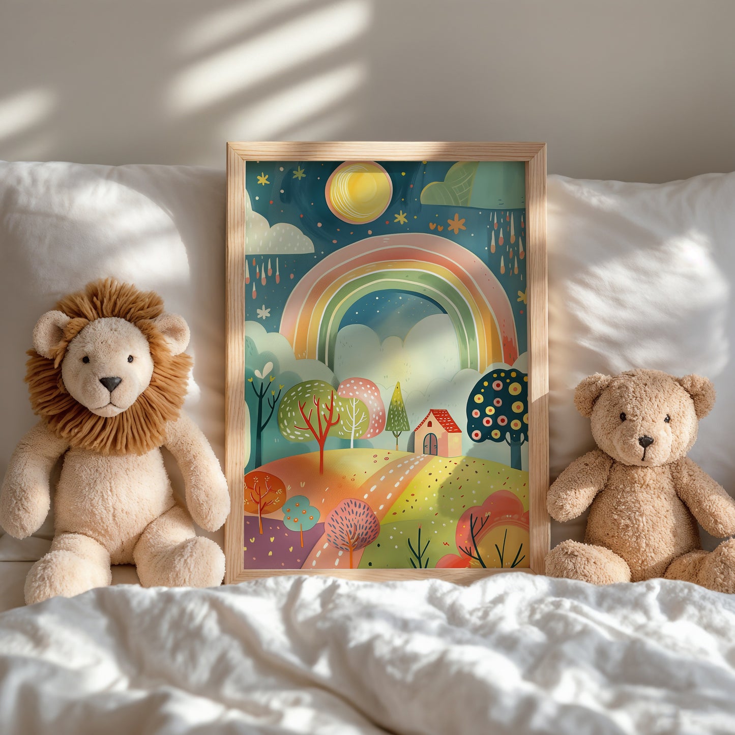 Whimsical Rainbow Landscape Framed Art Print product
