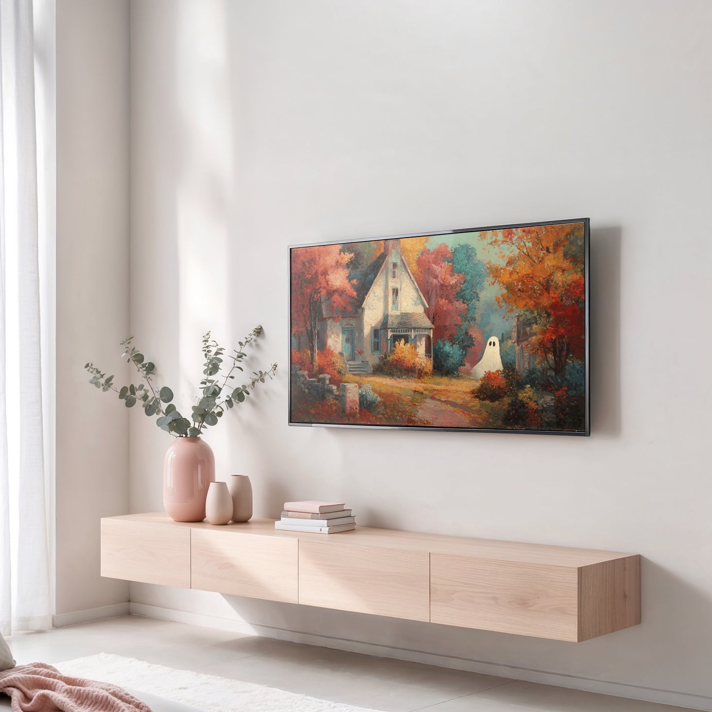 Autumn Cottage Canvas Art Print, Rustic Home Decor, Large Wall Art, Tranquil Landscape Painting