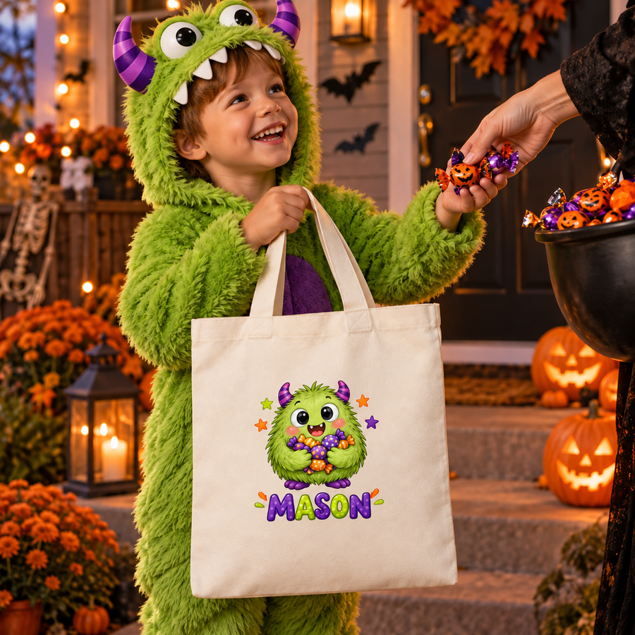 Personalized Candy Monster Halloween Treat Bag