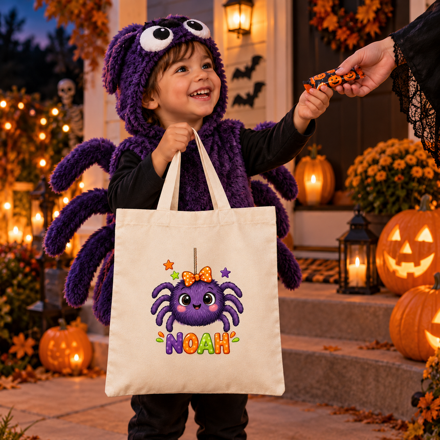Personalized Cute Spider Halloween Treat Bag