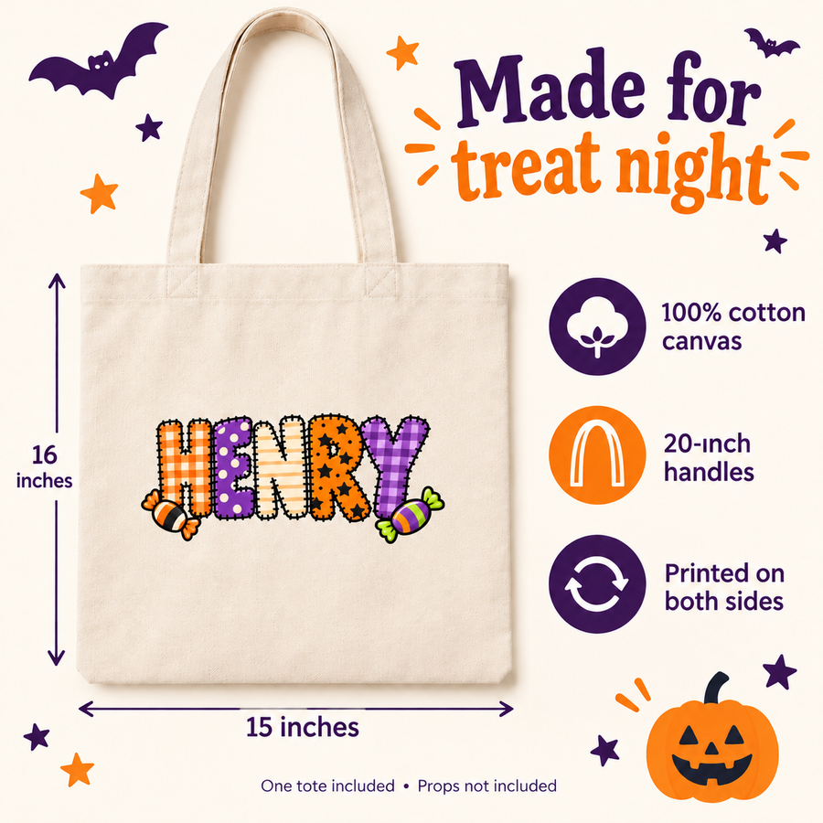 Personalized Patchwork Halloween Treat Bag