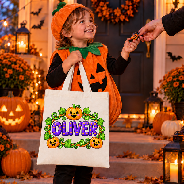 Personalized Pumpkin Patch Halloween Canvas Tote
