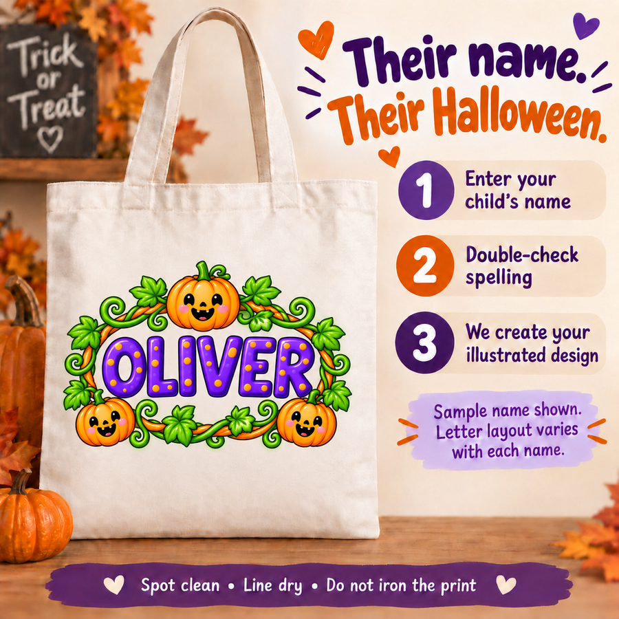 Personalized Pumpkin Patch Halloween Canvas Tote