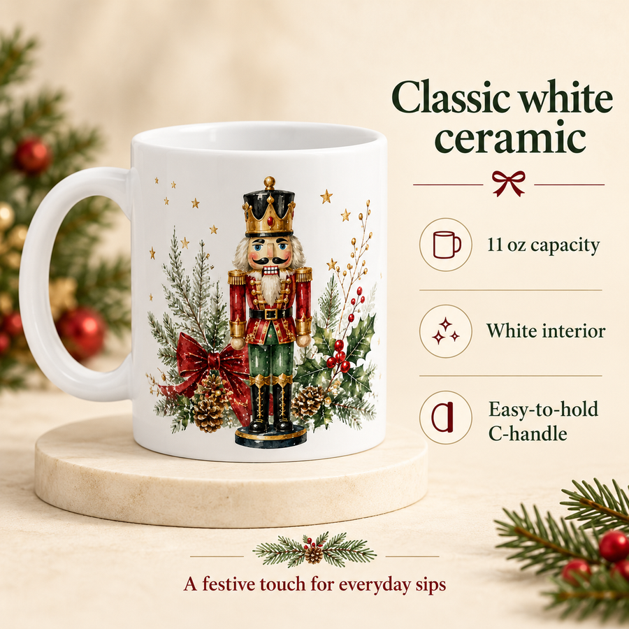 Watercolor Nutcracker Christmas Mug