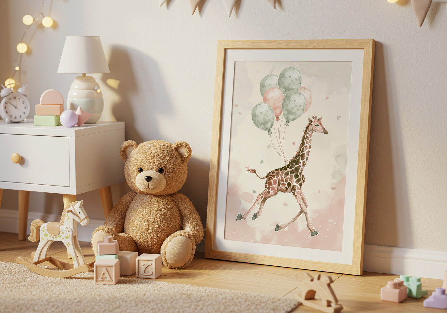 Balloon Giraffe Nursery Wall Art Decor Product