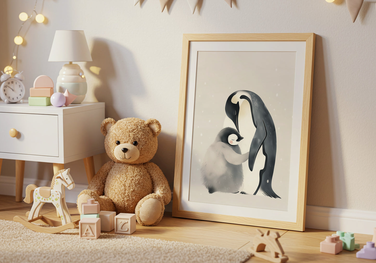 Heartwarming Penguin Family Nursery Room Art Print product