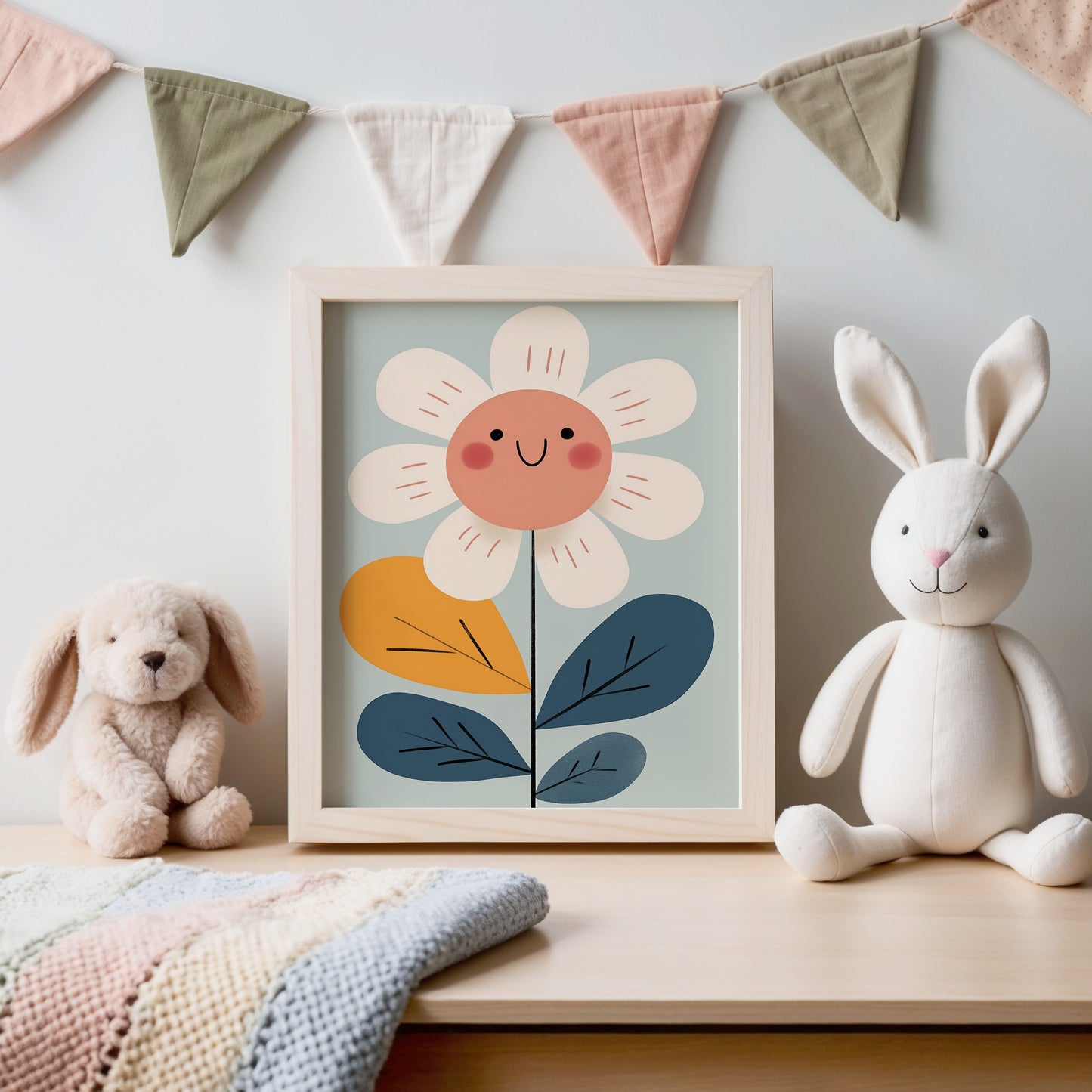 Adorable Smiling Flower Print for Nursery Decor product type