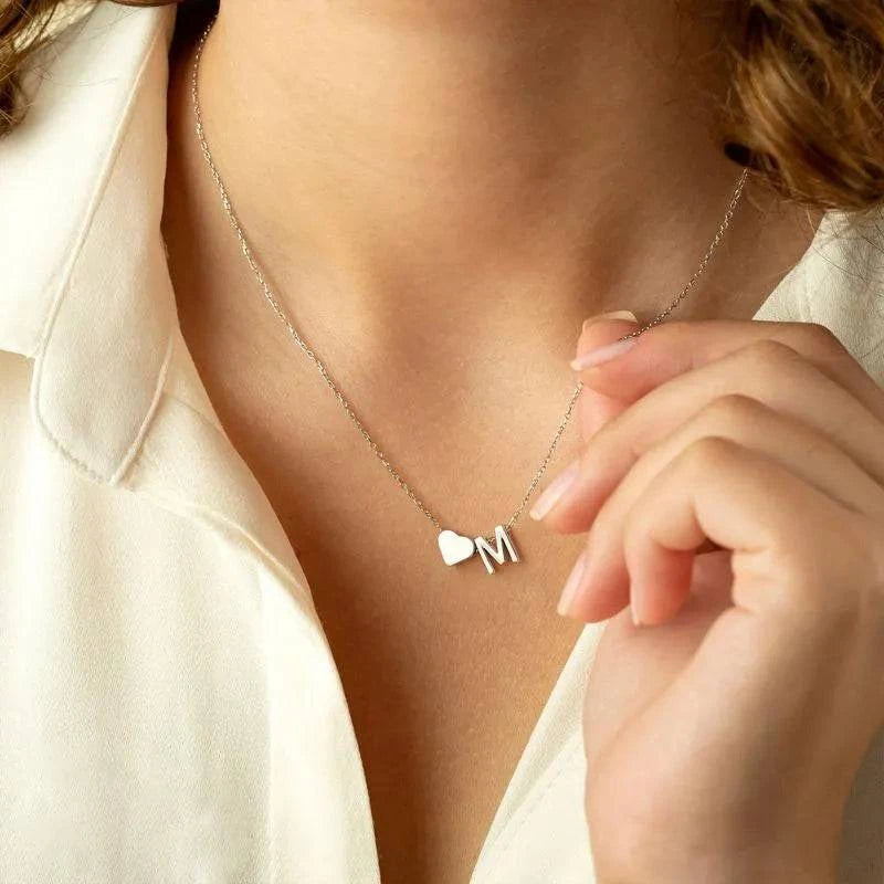 Dainty Initial Heart Necklace