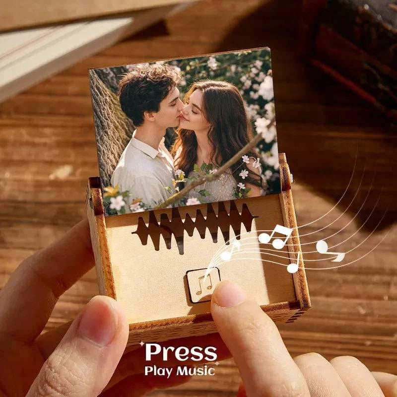 Custom Photo and Text Wooden Music Box