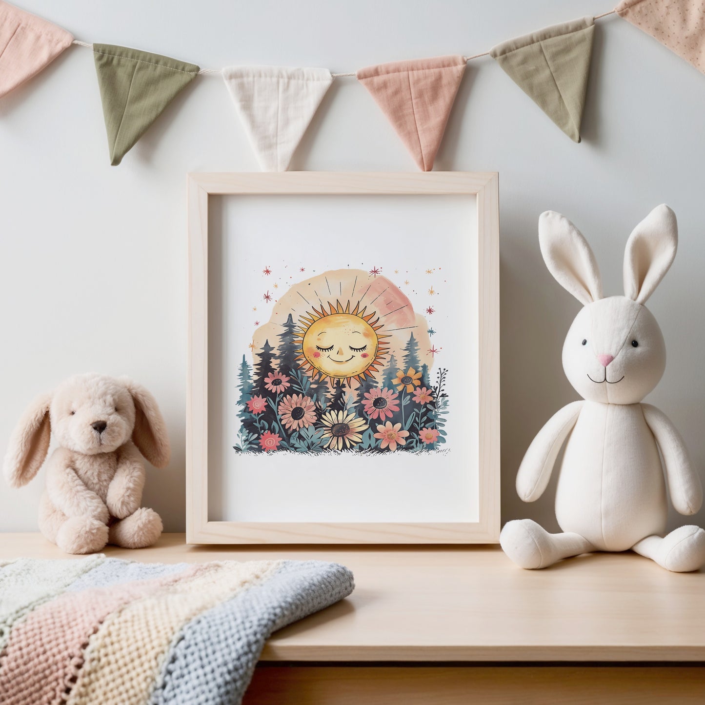 Cute Sun and Flowers Kids Room Decor product type