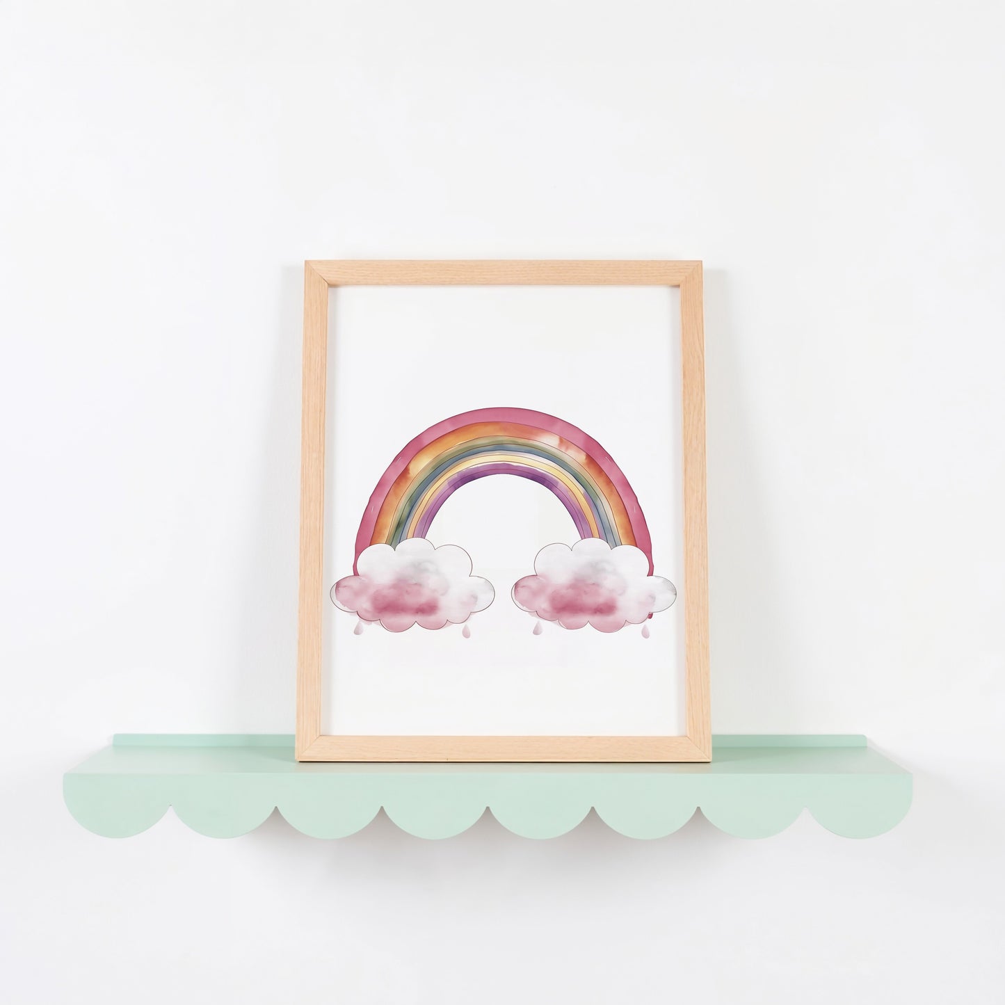 Rainbow and Cloud Wall Art with Wooden Frame product type