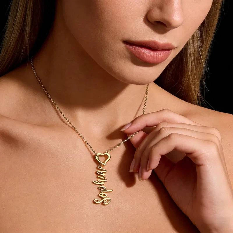 Custom Heart Name Lariat Necklace