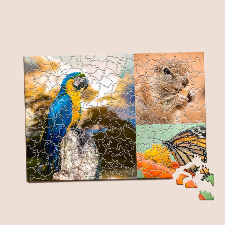Personalized Photo Wood Jigsaw Puzzle with Animal-Shaped Pieces