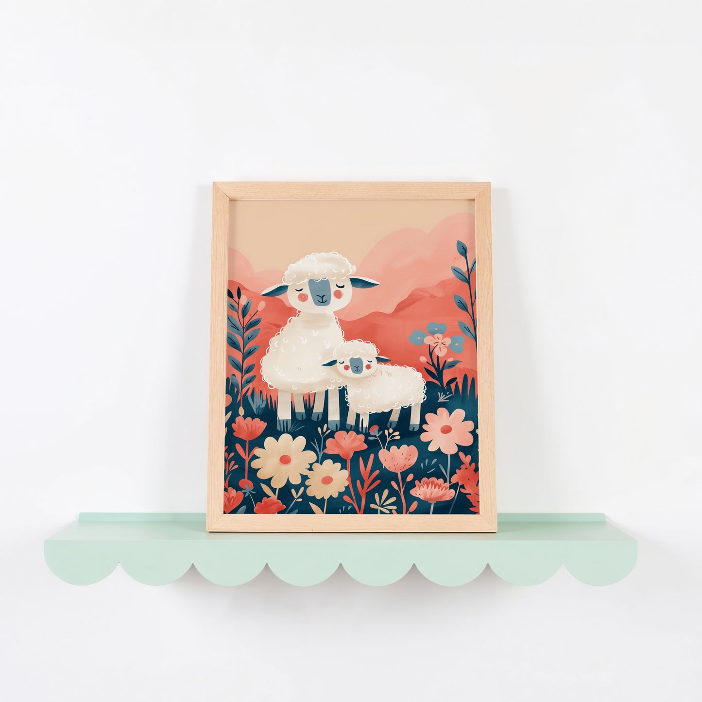 Adorable Sheep Family Illustration Wall Art product