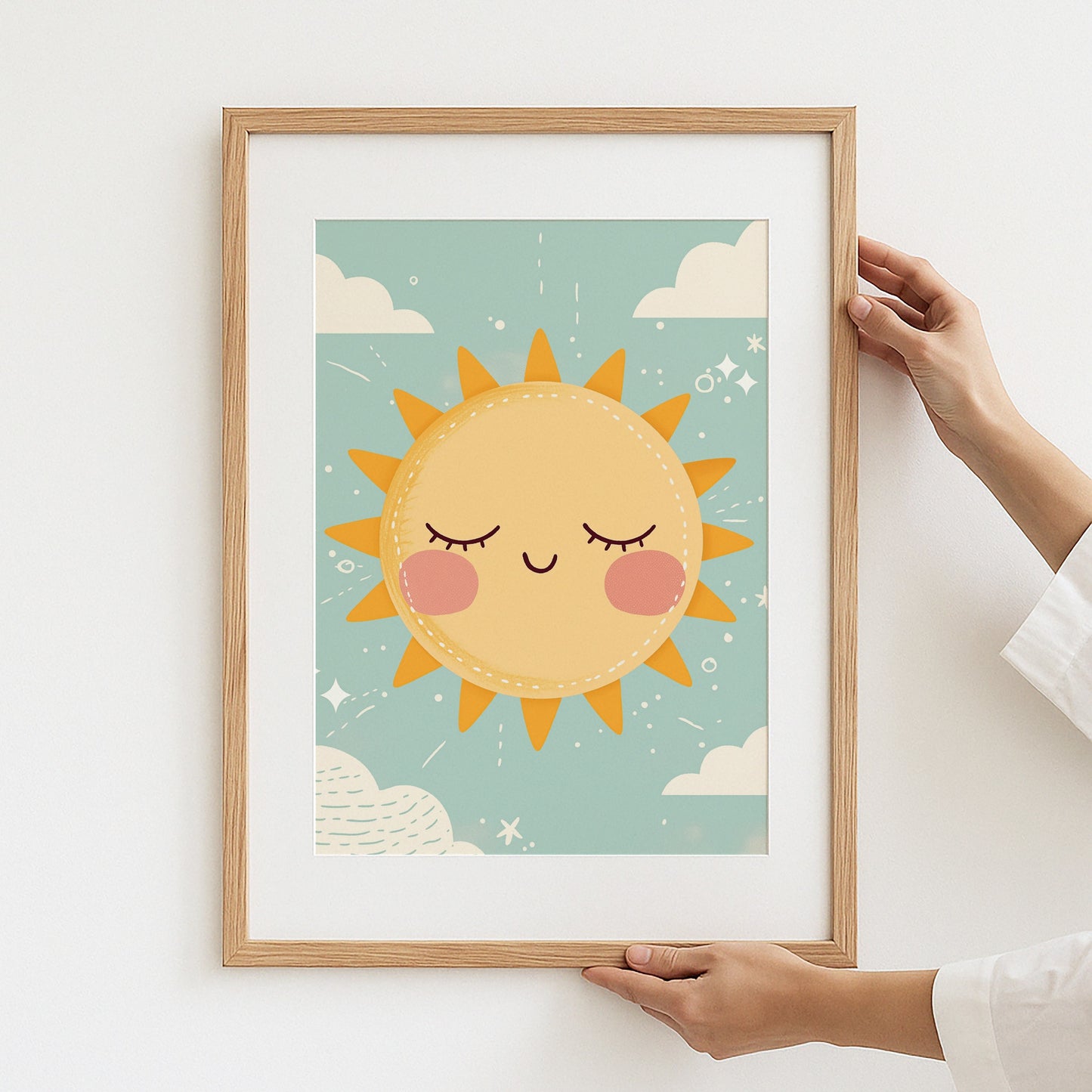 Sunface Smiling Art Print With Wooden Frame product type