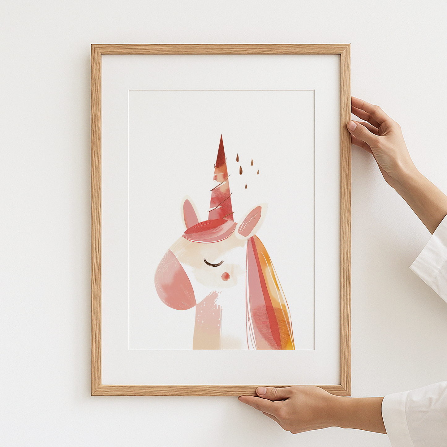 Whimsical Unicorn with Raindrops Wall Art product