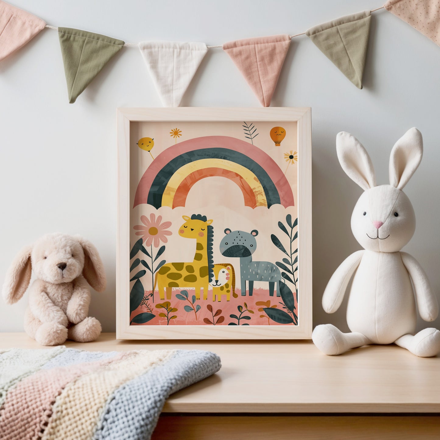 Cute Giraffe and Hippo Nursery Wall Art product