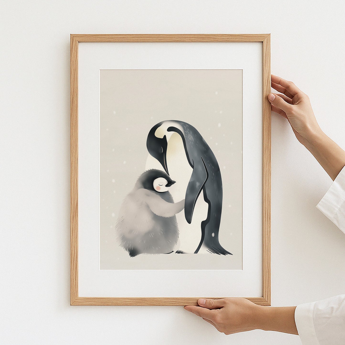 Penguin Parent and Baby Art Print Frame product