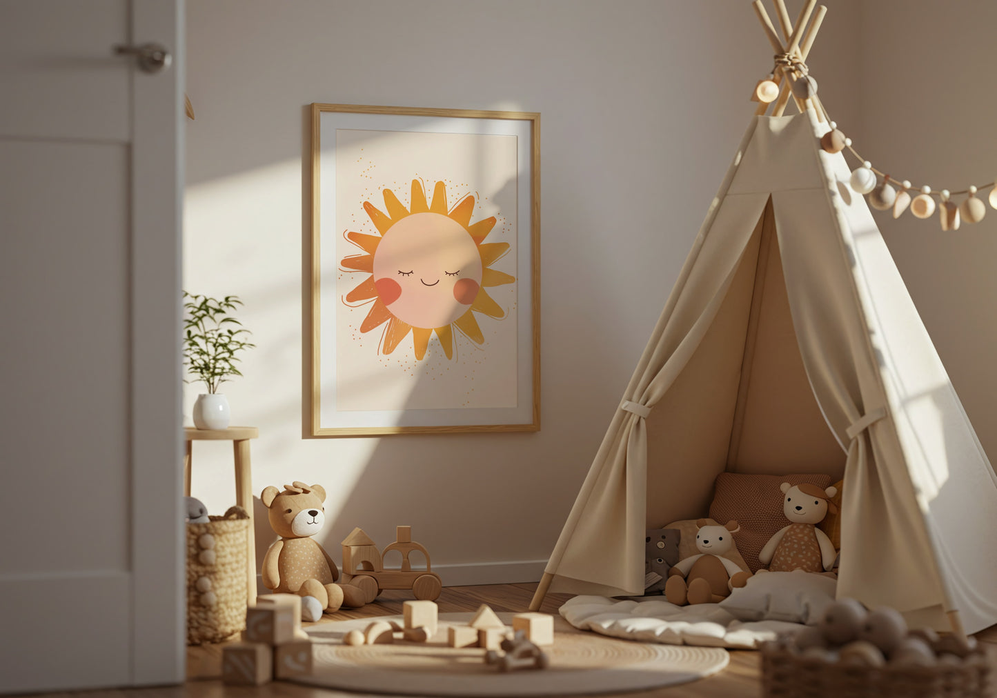 Adorable Sun Print Wall Art for Cozy Nursery product