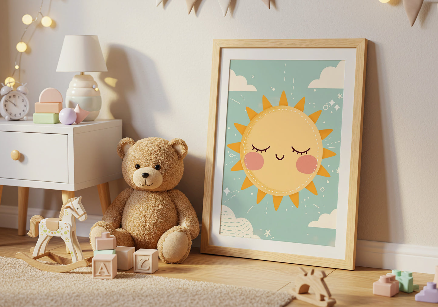 Cute Sun Illustration Framed Nursery Wall Art product type