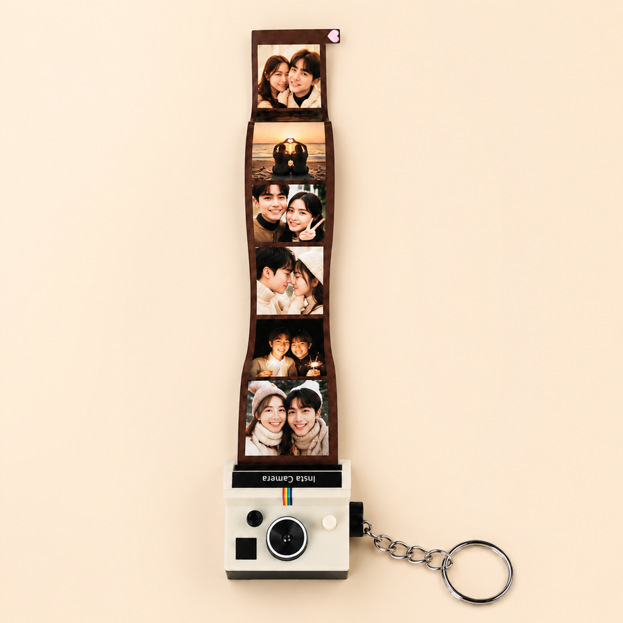 Mini Film Camera Keychain with 5–10 Custom Photos