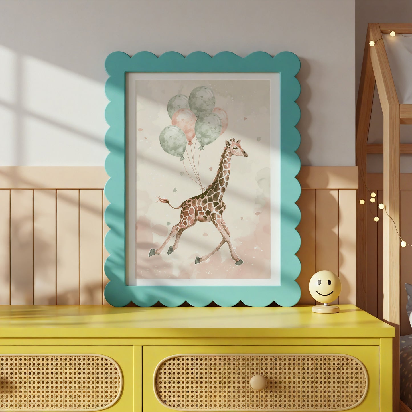 Giraffe with Balloons Pastel Nursery Art product