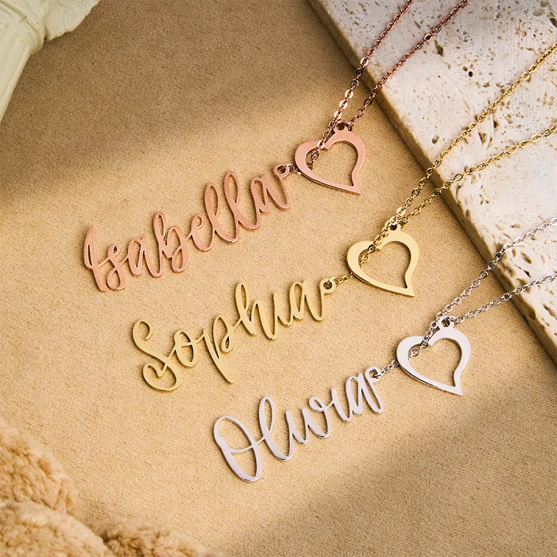 Custom Heart Name Lariat Necklace
