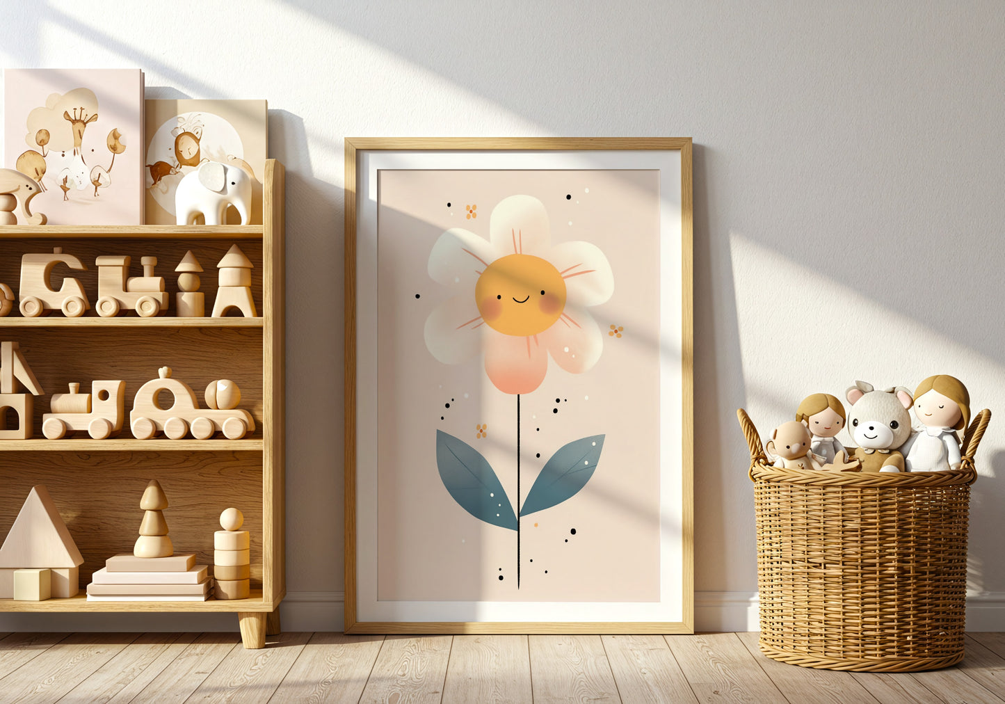 Cute Sunflower and Leaves Framed Artwork product