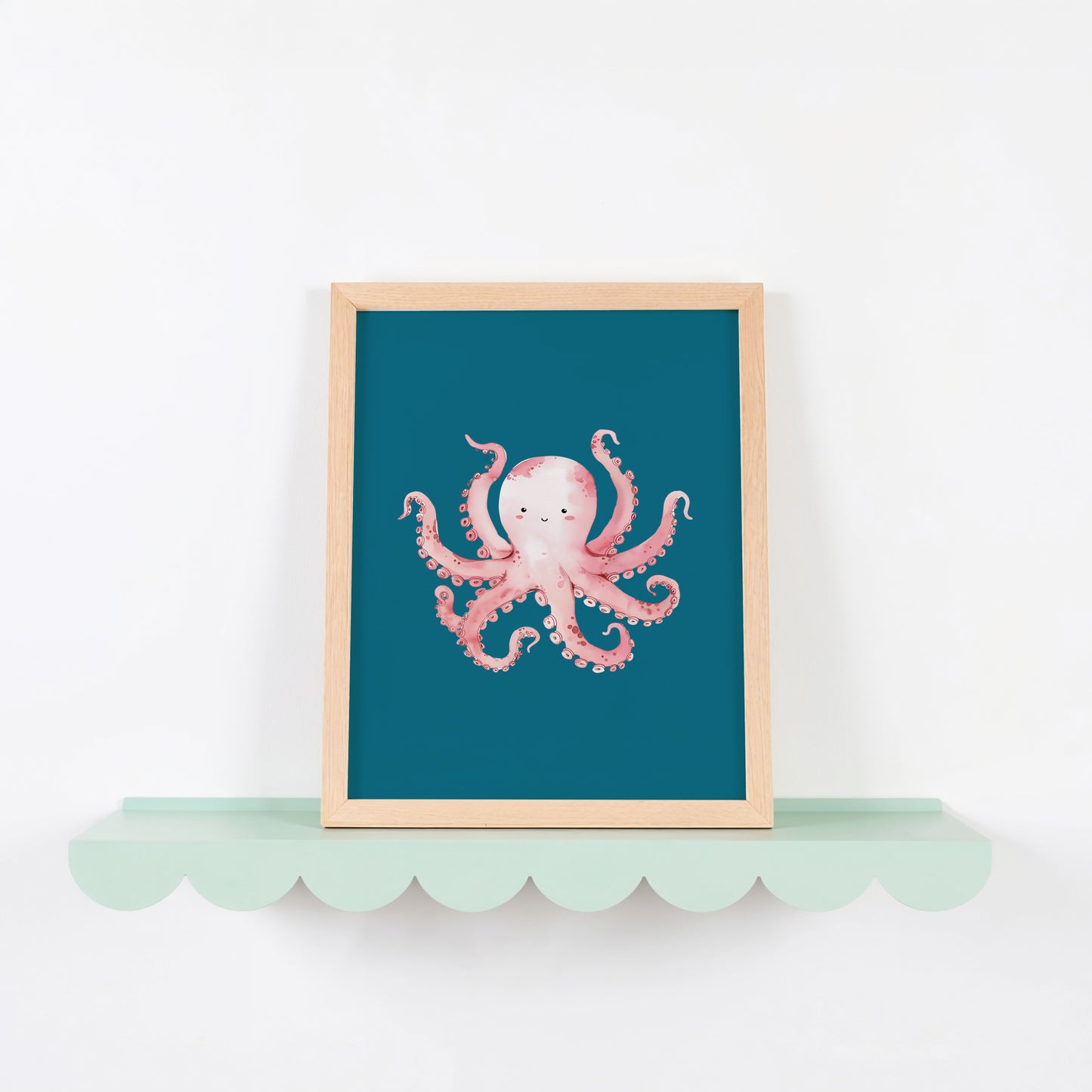 Adorable Pink Octopus Illustration Art Print product