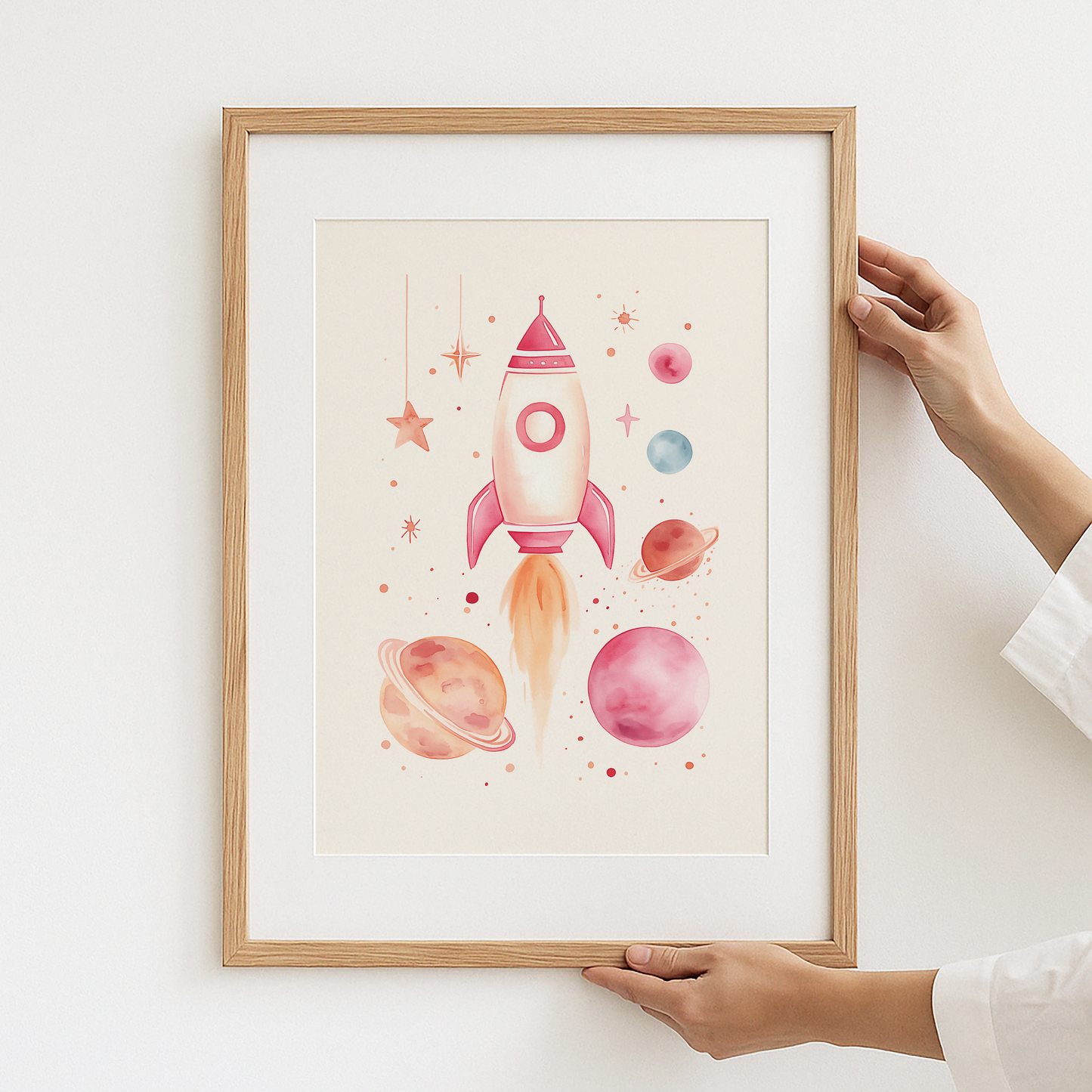 Vibrant Rocket and Planets in Space Wall Art product type