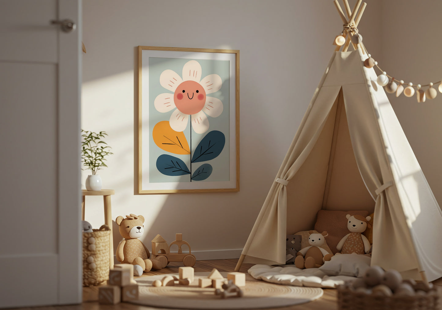 Cute Flower Print for Children's Room Wall Art product type