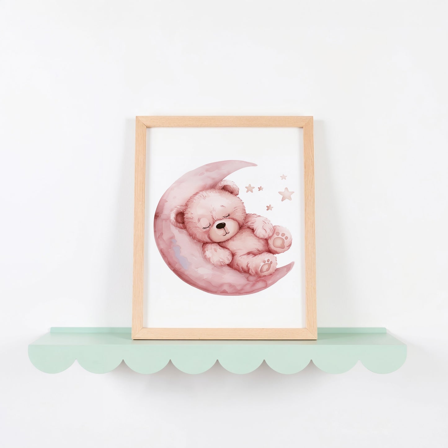 Adorable Sleeping Bear on Moon Wall Art product