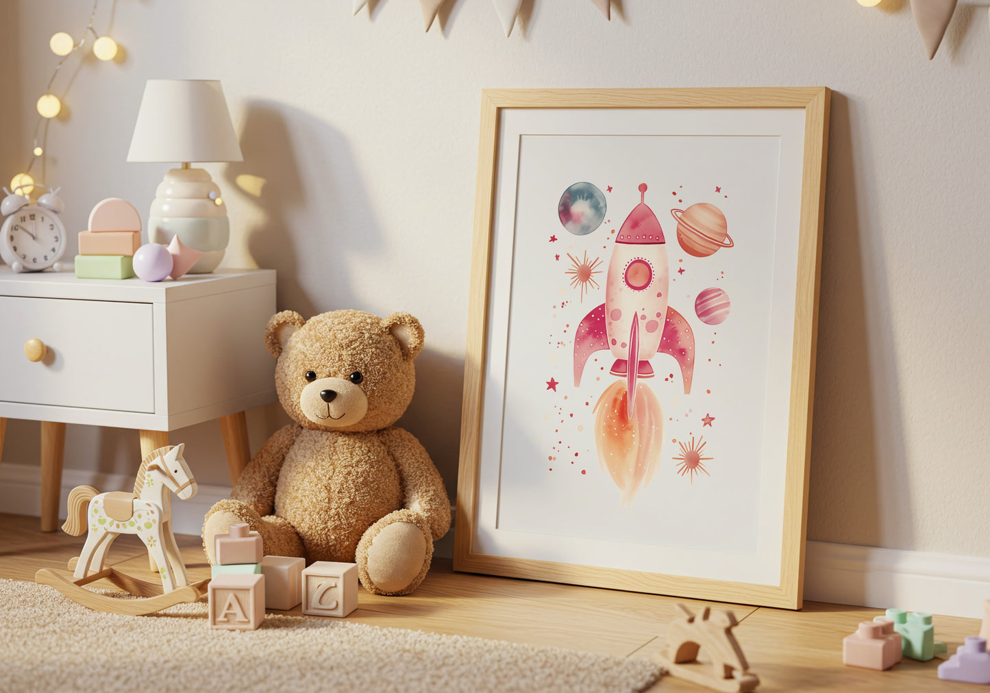 Rocket and Planets Nursery Artwork product