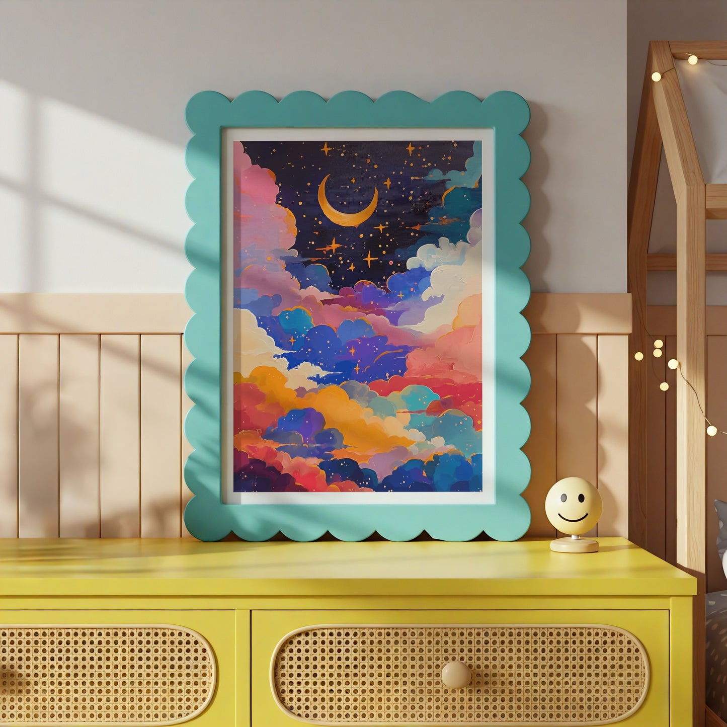 Whimsical Colorful Night Sky Scalloped Frame product type