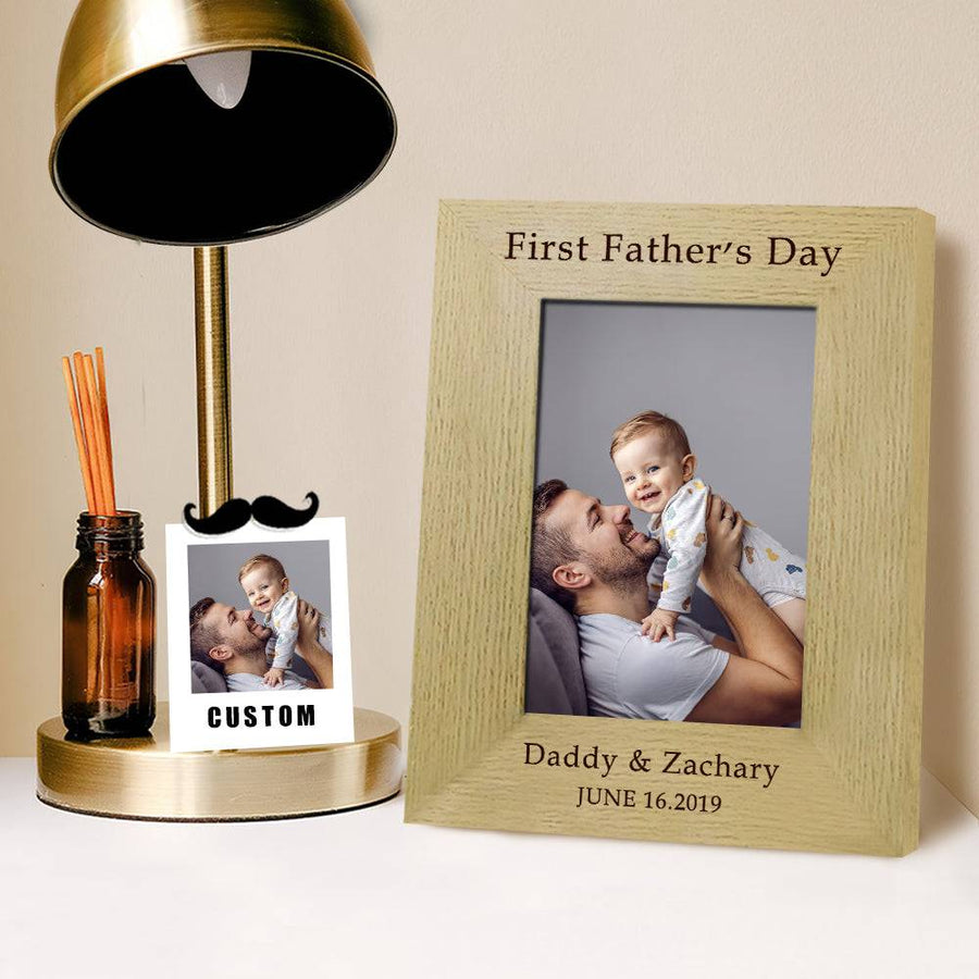 Custom First Father's Day Wooden Photo Frame