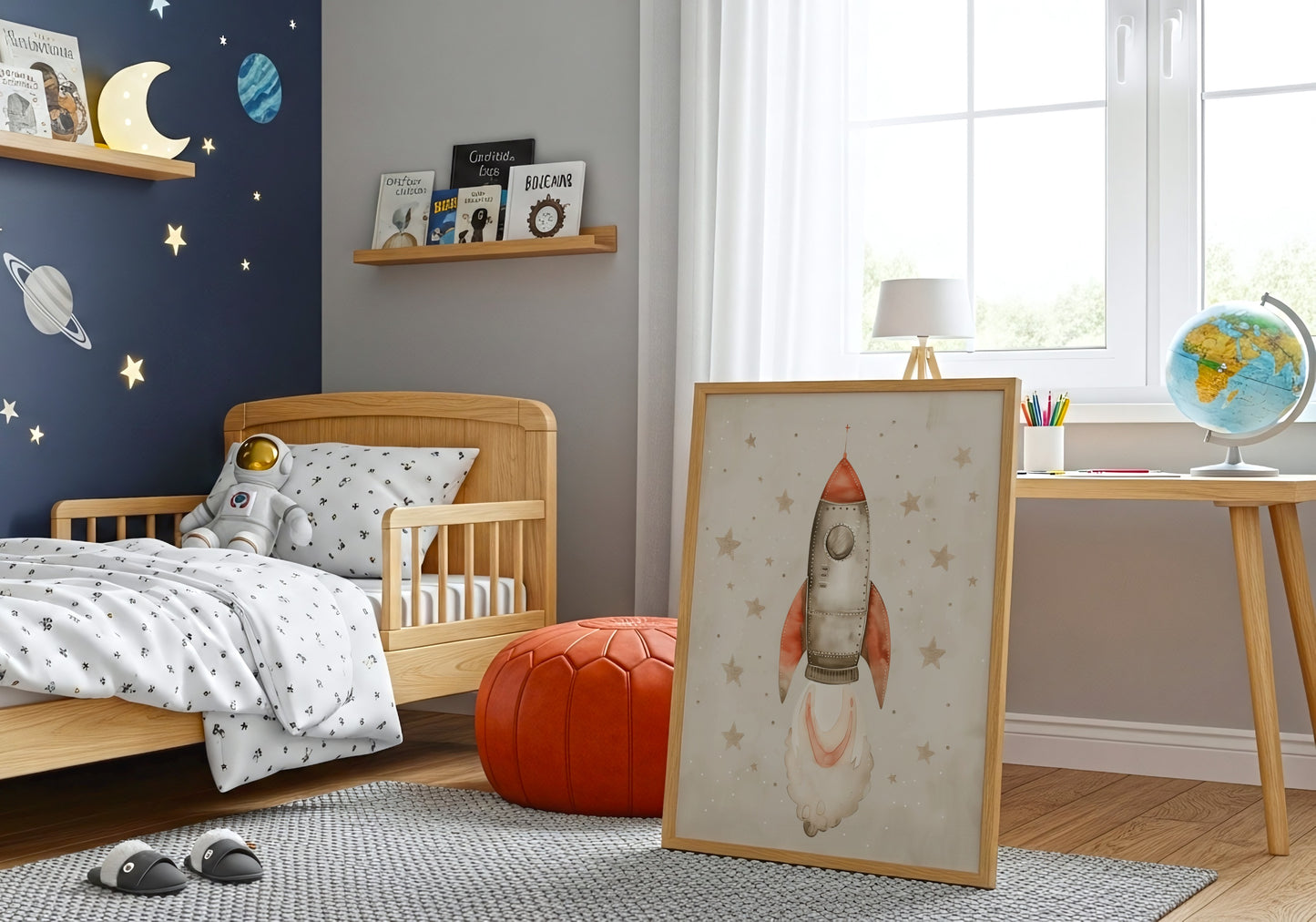 Space Theme Rocket Ship Illustration for Kids Room product